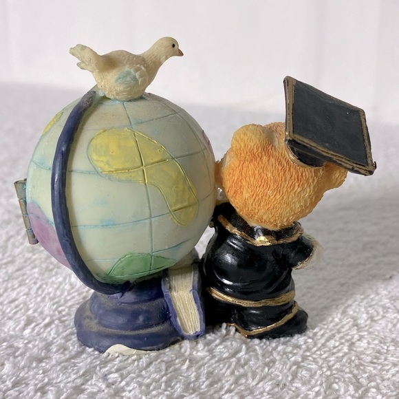 Vintage Graduation Teddy Bear & Globe Figurine Collectible - Picture 7 of 10